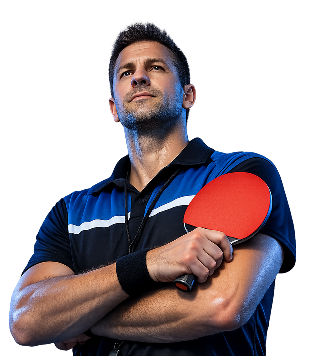 Jogadores de tênis de mesa em ação